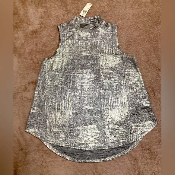 NWT Anthropologie Postmark Mock Neck Metallic Shimmer Sleeveless Top - size XS - Picture 4 of 13